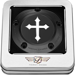 Figurati Designs Timing Cover - 5 Hole - Cross - Black FD41-TC-5H-BLK