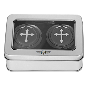 Figurati Designs Front Axle Nut Cover - Stainless Steel - Black w/Cross FD41-FAC-BK