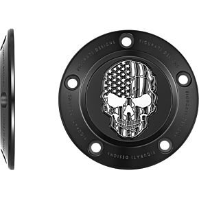 Figurati Designs Timing Cover - 5 Hole - Skull - Contrast Cut - Black FD28-TC-5H-BLK