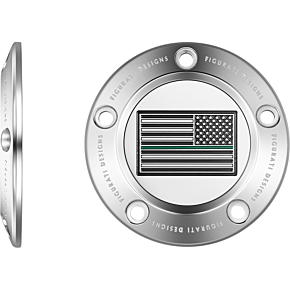 Figurati Designs Timing Cover - 5 Hole - American - Green Line - Stainless Steel FD72-TC-5H-SS