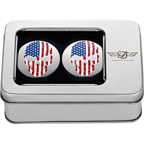 Figurati Designs Swing Arm Covers - Red/White/Blue Flag Skull FD24-AFSKULL-SS
