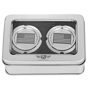 Figurati Designs Front Axle Nut Cover - Stainless Steel - American Flag - Contrast Cut - Reversed FD26R-FAC-SS