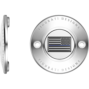 Figurati Designs Timing Cover - 2 Hole - American - Blue Line - Stainless Steel FD70-TC-2H-SS