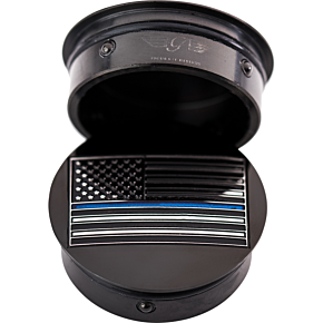 Figurati Designs Swing Arm Covers - Blue Line American Flag - Custom - Black - Reversed FD71-AFBL-BLK