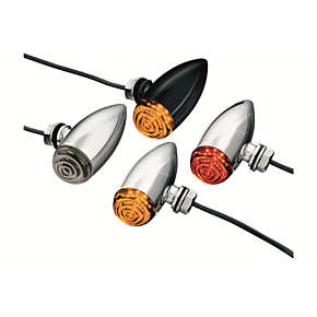 Mini LED Bullet Lights - Amber/Smoke Lens - Black