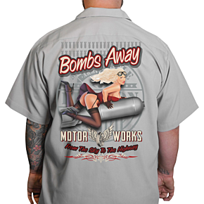 Red Bomber Pinup Shop Shirt - Gray - XL DG60164XL
