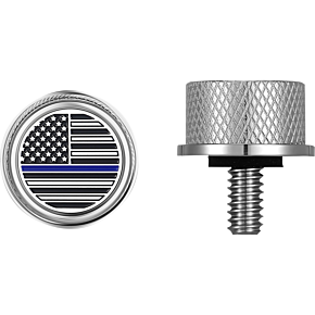 Figurati Designs Seat Mounting Knob - Stainless Steel - Blue Line American Flag FD70-SEAT KN-SS