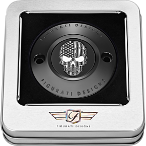 Figurati Designs Timing Cover - 2 Hole - Skull - Contrast Cut - Black FD28-TC-2H-BLK
