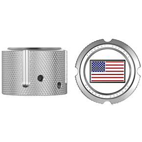 Figurati Designs Front Axle Nut Cover - Stainless Steel - Red/White/Blue Flag - Reversed FD20-FAC-SS