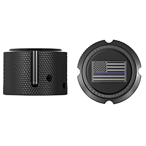 Figurati Designs Front Axle Nut Cover - Stainless Steel - Black w/Blue Line Flag FD71-FAC-BK