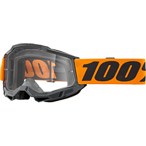 100-PERCENT Strata 2 Goggle Neon Orange Clear Lens