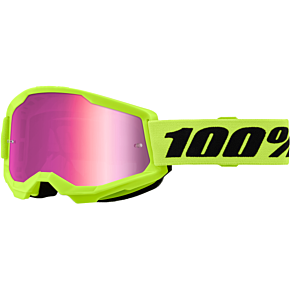 100-PERCENT Strata 2 Goggle Neon Yellow Mirror Pink Lens