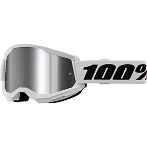 100-PERCENT Strata 2 Goggle White Mirror Silver Lens
