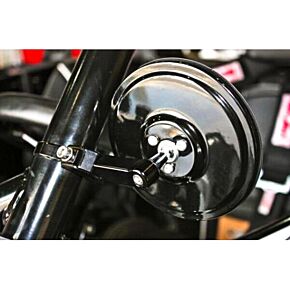 AXIA Round Convex Glass Billet Arm Side Mirror Black 5"