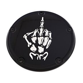 CUSTOM ENGRAVING 6   M8 Softail Derby Cover Bone Finger Black