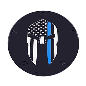 CUSTOM ENGRAVING 6   M8 Softail Derby Cover Sparta Blue Line Black