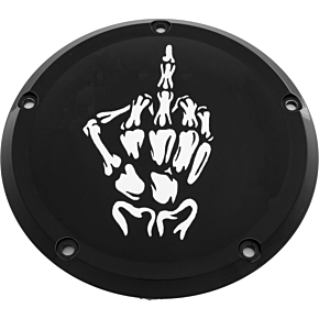 CUSTOM ENGRAVING 7   M8 Flt/flh Derby Cover Bone Finger Black