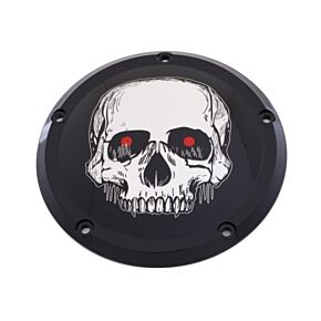 CUSTOM ENGRAVING 7   M8 Flt/flh Derby Cover Skull Black