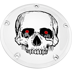 CUSTOM ENGRAVING 7   M8 Flt/flh Derby Cover Skull Chrome