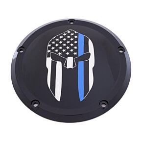 CUSTOM ENGRAVING 7   M8 Flt/flh Derby Cover Sparta Blue Line Black