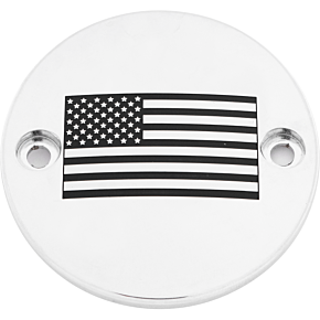 CUSTOM ENGRAVING M8 Timer Cover American Flag Chrome