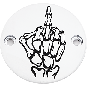 CUSTOM ENGRAVING M8 Timer Cover Bone Finger Chrome