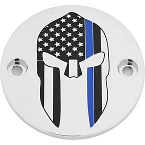 CUSTOM ENGRAVING M8 Timer Cover Sparta Blue Line Chrome