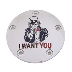 CUSTOM ENGRAVING M8 Timer Cover Uncle Sam Chrome
