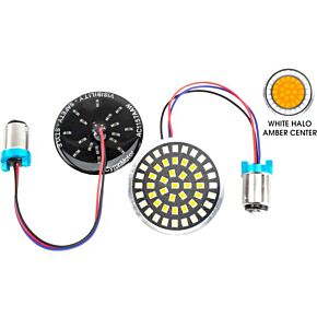 CYRON Led Turn Signal Inserts 2" 1157 Wt Halo Amber Center