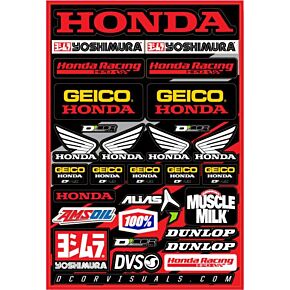 D-COR Team Geico Honda Decal Sheet 12"x18"