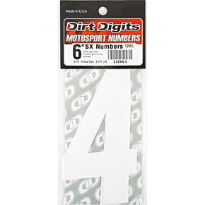 DIRT DIGITS #4 6" White Super X Digits 3/pk