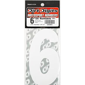 DIRT DIGITS #6 6" White Super X Digits 3/pk