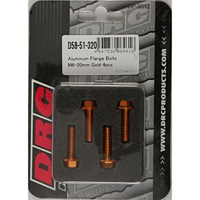 DRC Aluminum Flange Bolts Gold M6x20mm 4/pk