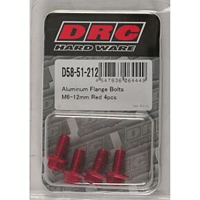 DRC Aluminum Flange Bolts Red M6x12mm 4/pk