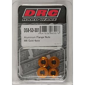 DRC Aluminum Flange Nuts Gold M6x12mm 4/pk