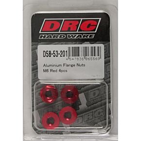 DRC Aluminum Flange Nuts Red M6x12mm 4/pk