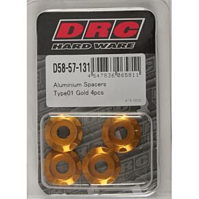 DRC Aluminum Spacers Type 1 Gold M6x12mm 4/pk