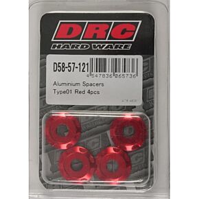DRC Aluminum Spacers Type 1 Red M6x12mm 4/pk