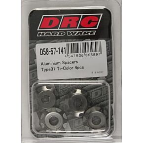 DRC Aluminum Spacers Type 1 Titanium M6x12mm 4/pk