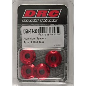 DRC Aluminum Spacers Type 11 Red M6x12mm 4/pk