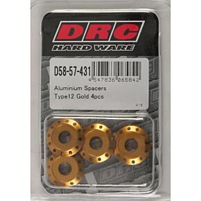 DRC Aluminum Spacers Type 12 Gold M6x12mm 4/pk