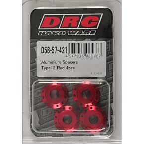 DRC Aluminum Spacers Type 12 Red M6x12mm 4/pk