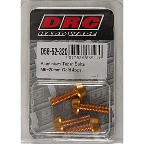 DRC Aluminum Taper Bolts Gold M6x20mm 4/pk