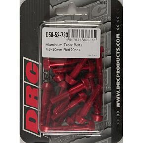 DRC Aluminum Taper Bolts Red M6x30mm 20/pk
