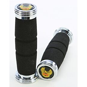 EMGO Roadhawk Grips Black W/chrome End Cap 7/8"x5.5"