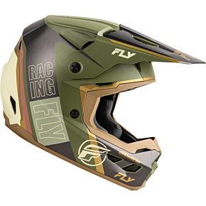 FLY RACING Kinetic Rally Helmet Matt Moss Gry/khaki/off-wht Md