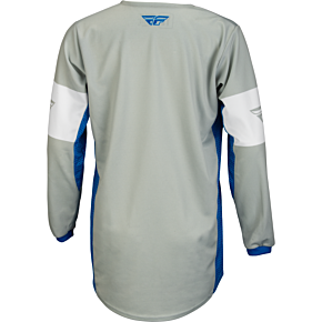 FLY RACING Youth Kinetic Khaos Jersey Light Grey/blue/white Ys