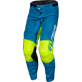 FLY RACING Youth Kinetic Mesh Khaos Pants Blue/white/hi-vis Sz 24