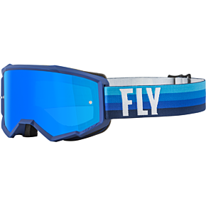 FLY RACING Youth Zone Goggle Black/blue W/ Sky Blue Mirror/smoke Lens