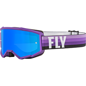 FLY RACING Youth Zone Goggle Purple/black W/ Sky Blue Mirror/smoke Lens